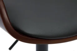 Miliboo Tabouret De Bar-Tabouret de bar design réglable noir et bois foncé EUSTACHE