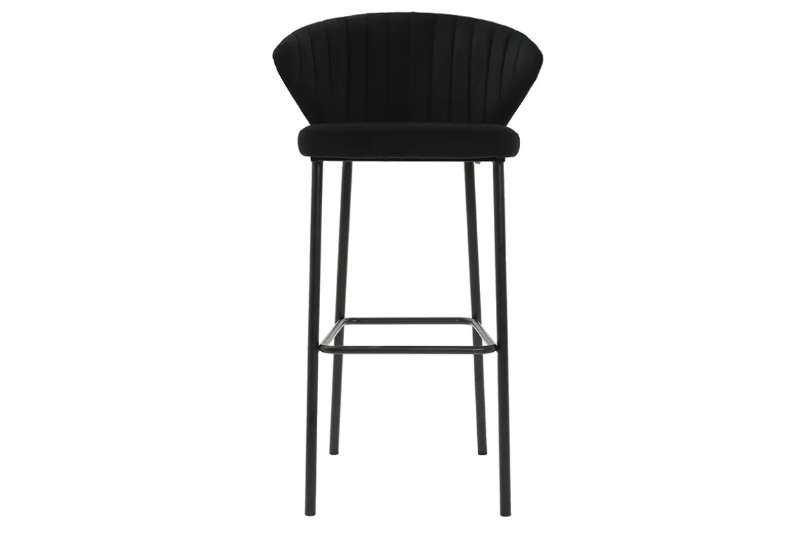 Miliboo Tabouret De Bar-Tabouret de bar design velours noir H78 cm DALLY
