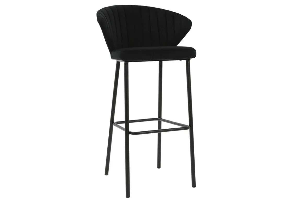 Miliboo Tabouret De Bar-Tabouret de bar design velours noir H78 cm DALLY