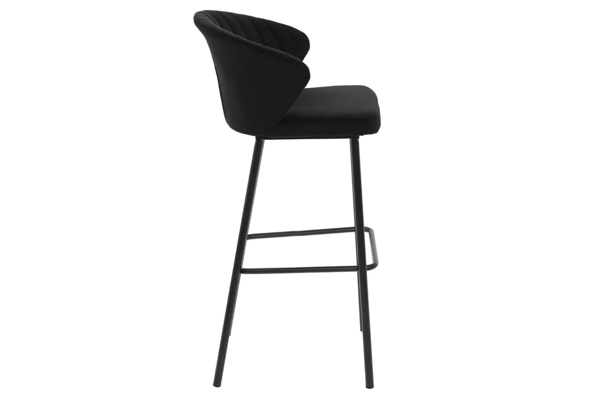 Miliboo Tabouret De Bar-Tabouret de bar design velours noir H78 cm DALLY