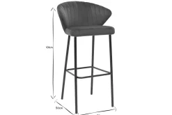 Miliboo Tabouret De Bar-Tabouret de bar design velours noir H78 cm DALLY