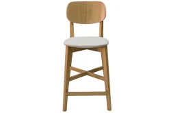 Miliboo Tabouret De Bar-Tabouret de bar en bois clair chêne massif et tissu beige H65 cm LUCIA