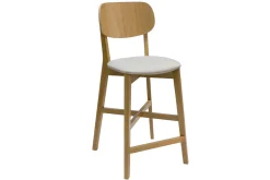 Miliboo Tabouret De Bar-Tabouret de bar en bois clair chêne massif et tissu beige H65 cm LUCIA