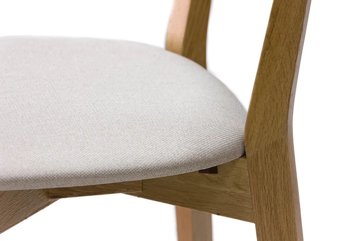 Miliboo Tabouret De Bar-Tabouret de bar en bois clair chêne massif et tissu beige H65 cm LUCIA