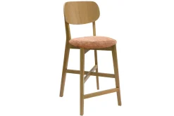 Miliboo Tabouret De Bar-Tabouret de bar en bois clair chêne et tissu effet velours terracotta H65 cm LUCIA