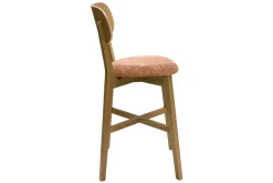 Miliboo Tabouret De Bar-Tabouret de bar en bois clair chêne et tissu effet velours terracotta H65 cm LUCIA