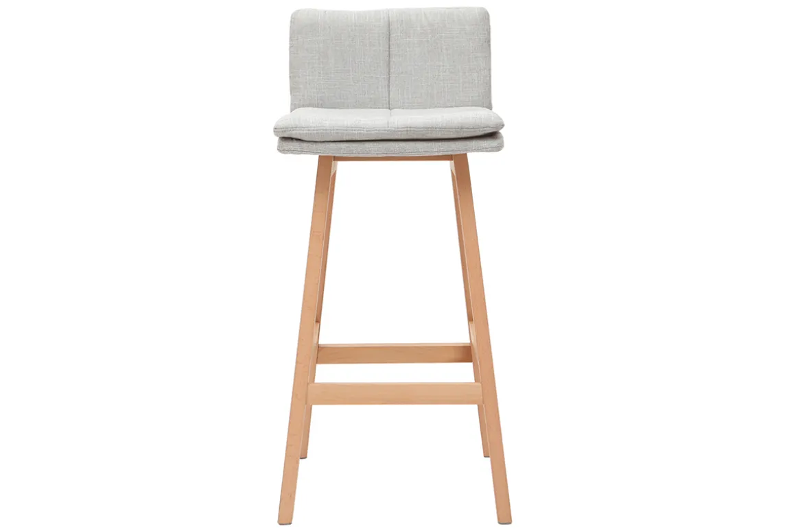 Miliboo Tabouret De Bar-Tabouret de bar en tissu gris perle et bois (lot de 2) JOAN