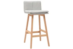 Miliboo Tabouret De Bar-Tabouret de bar en tissu gris perle et bois (lot de 2) JOAN
