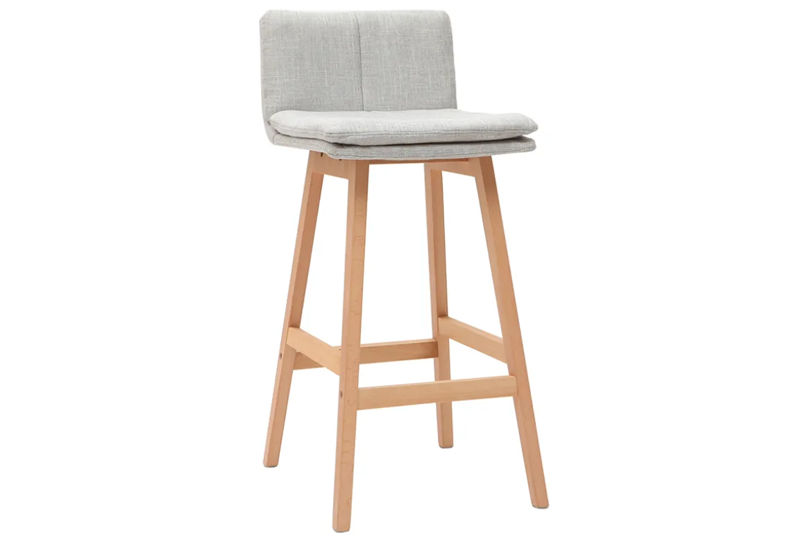 Miliboo Tabouret De Bar-Tabouret de bar en tissu gris perle et bois (lot de 2) JOAN