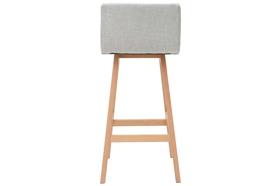 Miliboo Tabouret De Bar-Tabouret de bar en tissu gris perle et bois (lot de 2) JOAN