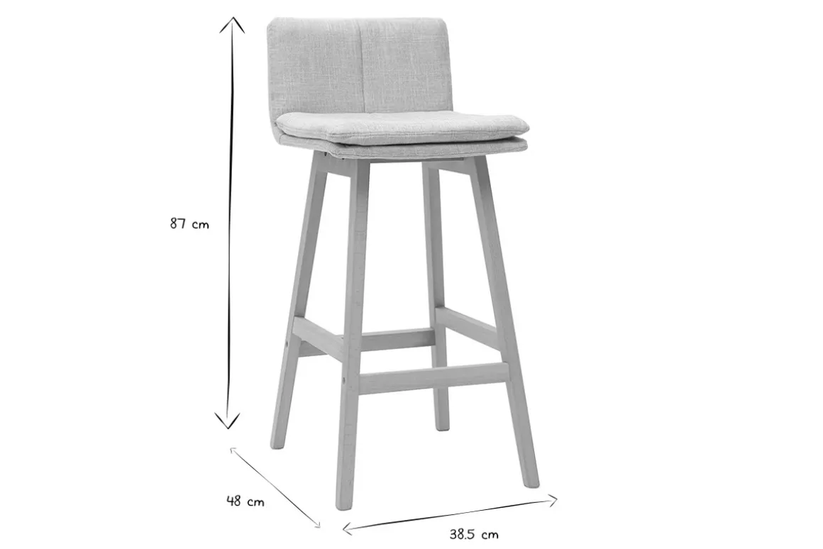 Miliboo Tabouret De Bar-Tabouret de bar en tissu gris perle et bois (lot de 2) JOAN