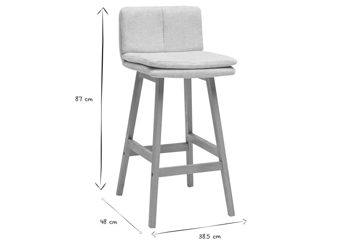 Miliboo Tabouret De Bar-Tabouret de bar en tissu effet velours texturé beige et bois (lot de 2) JOAN