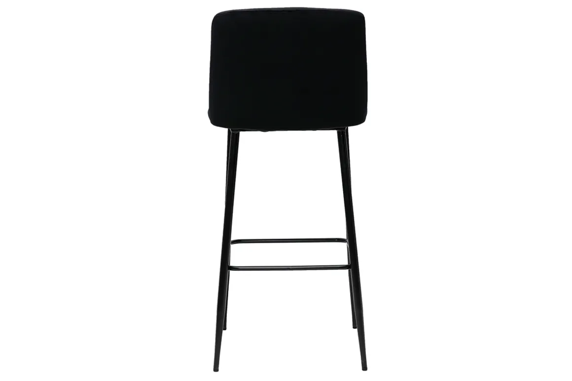 Miliboo Tabouret De Bar-Tabouret de bar fixe velours noir et pied métal noir H78 MONTI