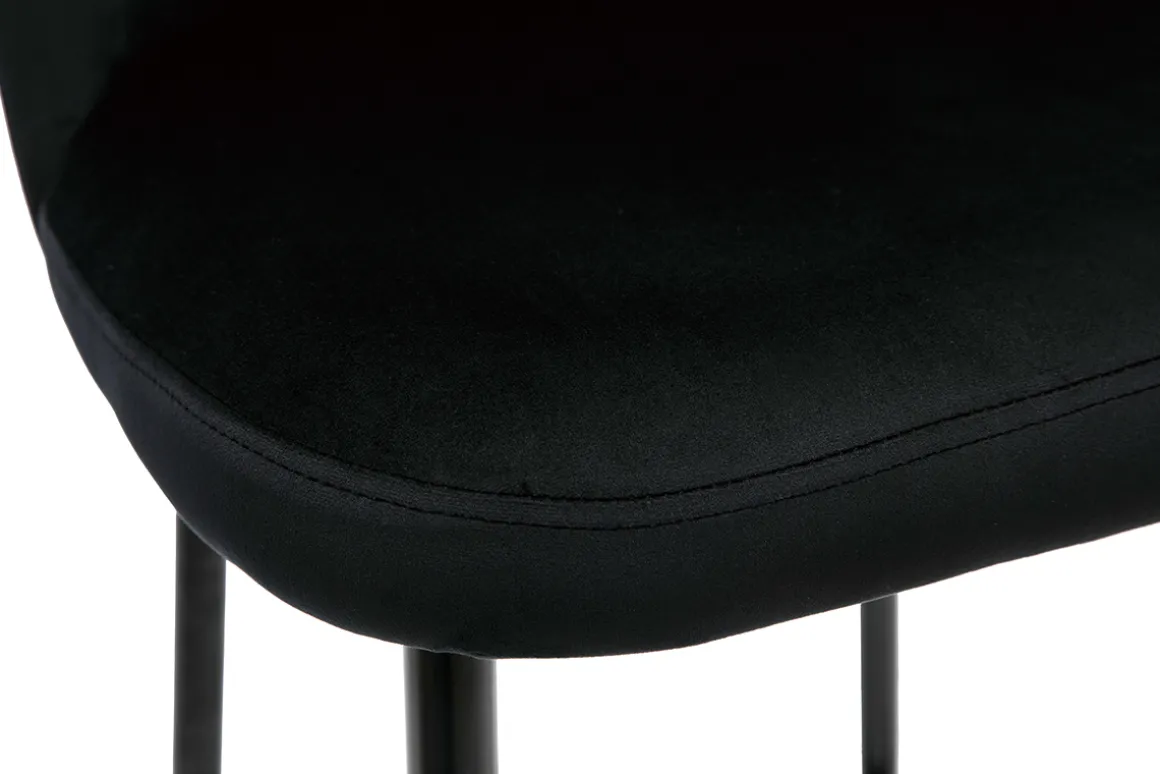 Miliboo Tabouret De Bar-Tabouret de bar fixe velours noir et pied métal noir H78 MONTI
