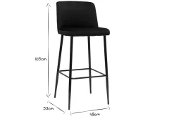Miliboo Tabouret De Bar-Tabouret de bar fixe velours noir et pied métal noir H78 MONTI