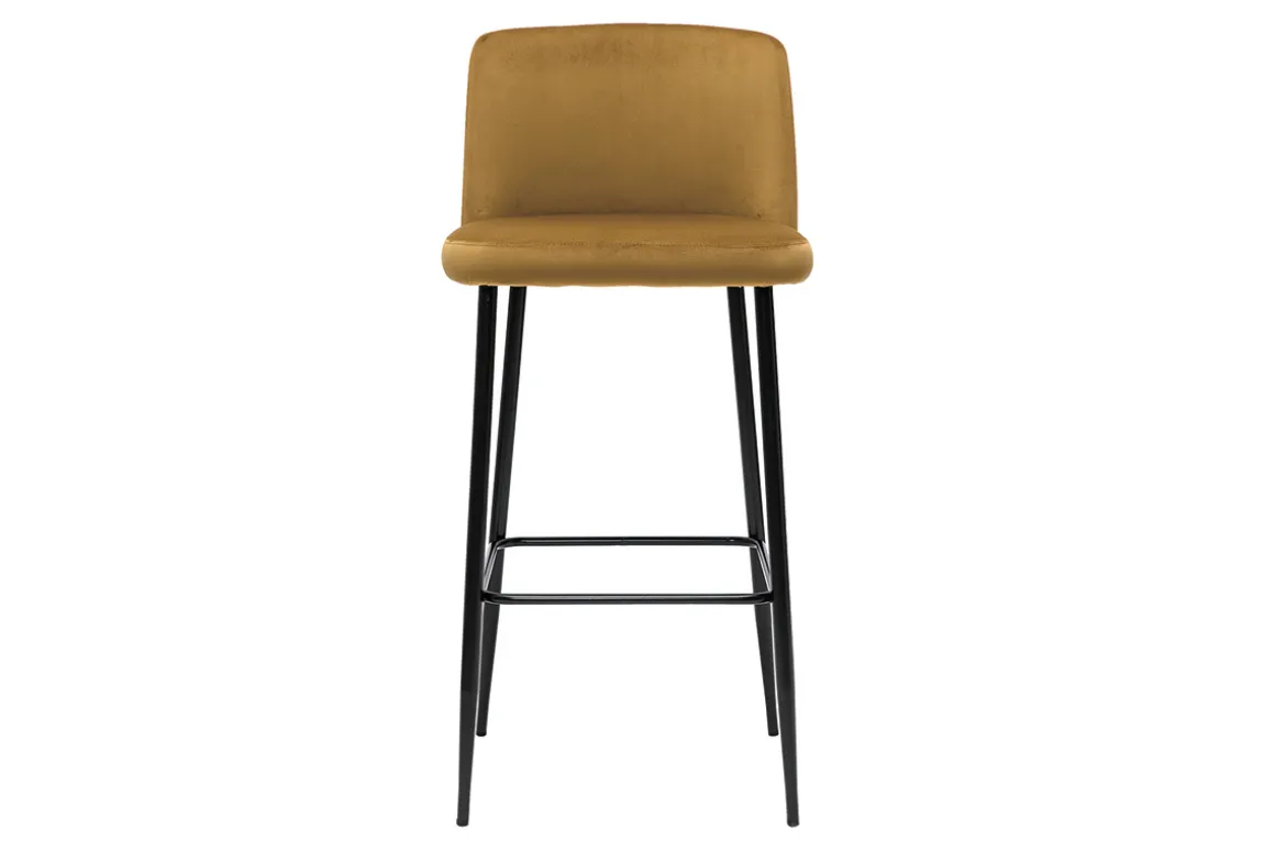 Miliboo Tabouret De Bar-Tabouret de bar fixe velours bronze et pied métal noir H78 MONTI