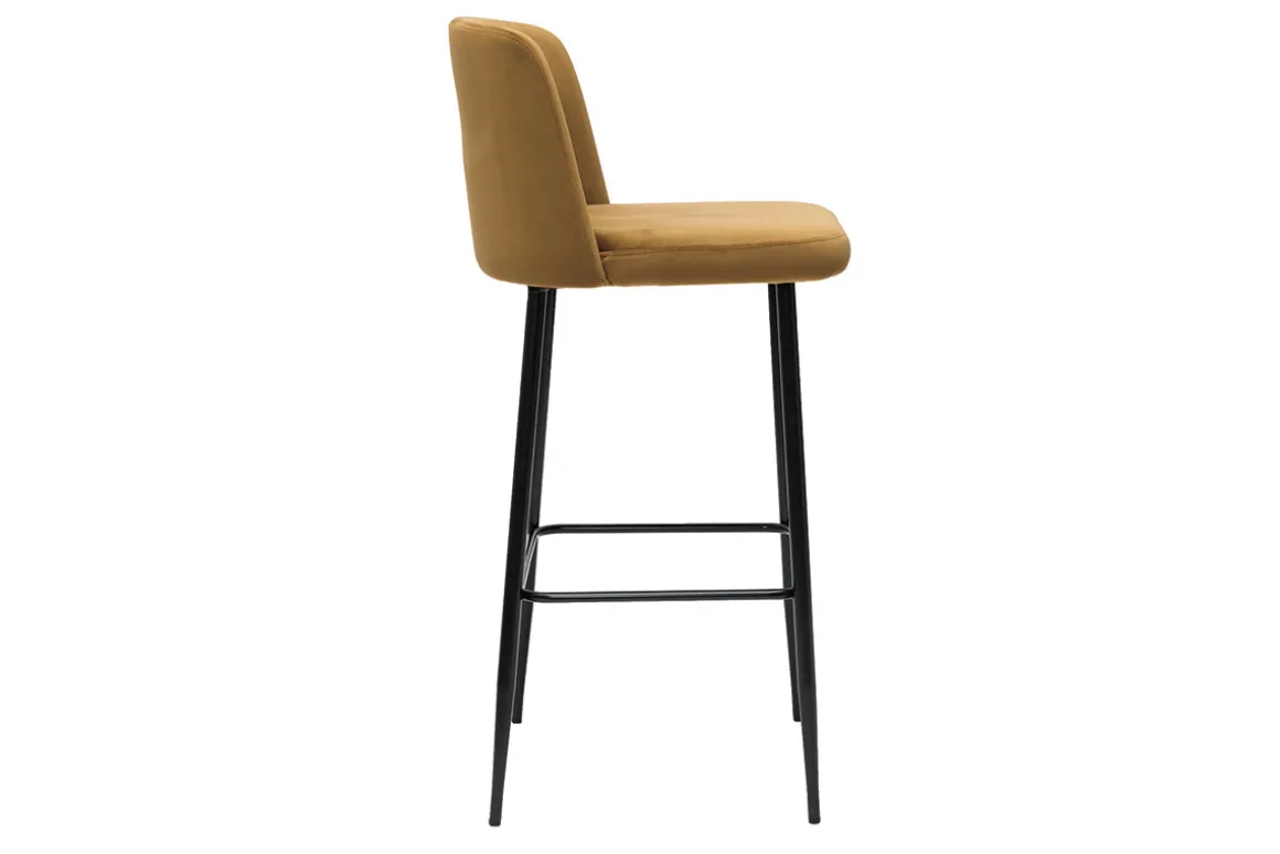 Miliboo Tabouret De Bar-Tabouret de bar fixe velours bronze et pied métal noir H78 MONTI