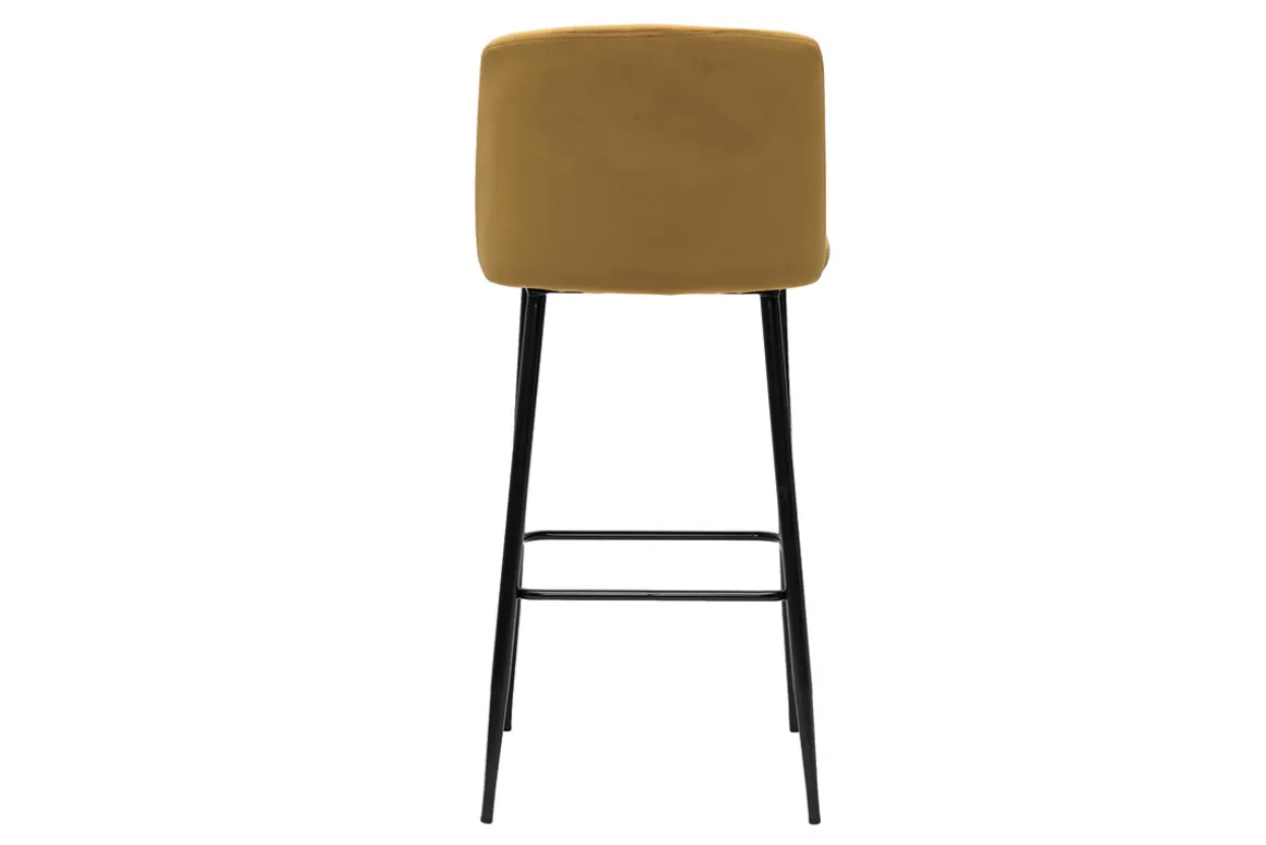 Miliboo Tabouret De Bar-Tabouret de bar fixe velours bronze et pied métal noir H78 MONTI