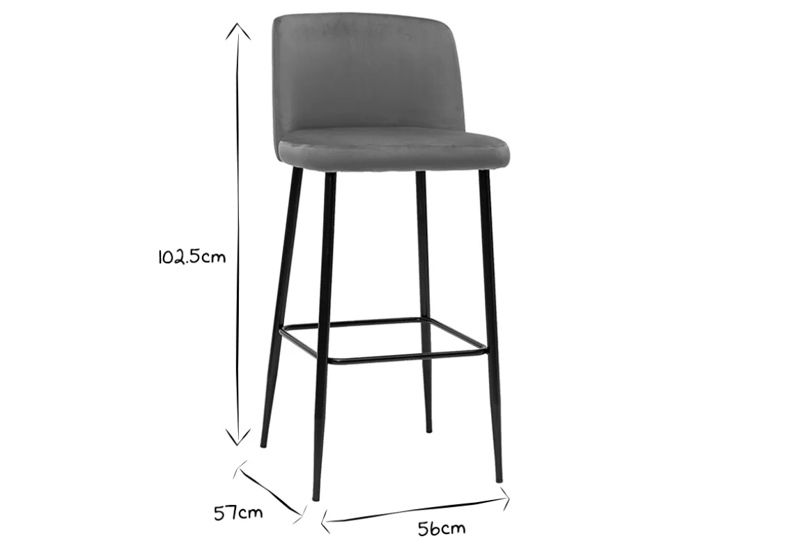 Miliboo Tabouret De Bar-Tabouret de bar fixe velours bronze et pied métal noir H78 MONTI
