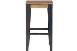 Miliboo Tabouret De Bar-Tabouret de bar industriel métal et bois manguier massif H65 cm MADISON
