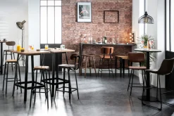 Miliboo Tabouret De Bar-Tabouret de bar industriel métal et bois manguier massif H65 cm MADISON