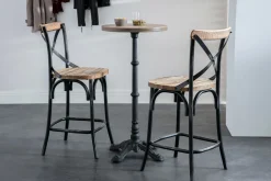 Miliboo Tabouret De Bar-Tabouret de bar industriel en bois et métal vieilli noir 65 cm JAKE