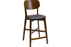 Miliboo Tabouret De Bar-Tabouret de bar noyer et assise noire H65 cm LUCIA