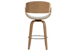Miliboo Tabouret De Bar-Tabouret de bar pivotant blanc et bois clair 65 cm BENT