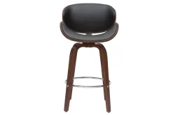 Miliboo Tabouret De Bar-Tabouret de bar pivotant noir et bois foncé 65 cm WALNUT