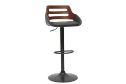 Miliboo Tabouret De Bar-Tabouret de bar relevable design noir et noyer PERNIK
