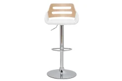 Miliboo Tabouret De Bar-Tabouret de bar relevable design blanc et chêne PERNIK