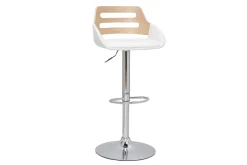 Miliboo Tabouret De Bar-Tabouret de bar relevable design blanc et chêne PERNIK