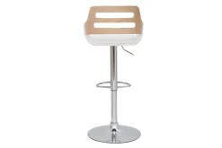 Miliboo Tabouret De Bar-Tabouret de bar relevable design blanc et chêne PERNIK