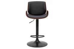 Miliboo Tabouret De Bar-Tabouret de bar relevable noir et bois foncé VESPER