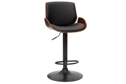 Miliboo Tabouret De Bar-Tabouret de bar relevable noir et bois foncé VESPER