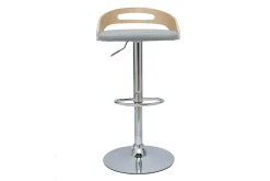 Miliboo Tabouret De Bar-Tabouret de bar réglable design bois clair et tissu gris clair MANO