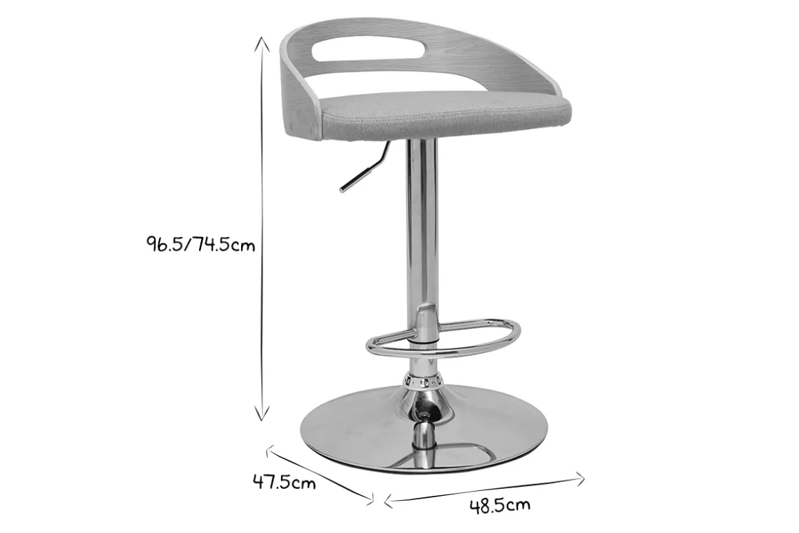 Miliboo Tabouret De Bar-Tabouret de bar réglable design bois clair et tissu gris clair MANO