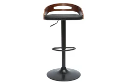 Miliboo Tabouret De Bar-Tabouret de bar réglable design noyer et polyuréthane noir MANO