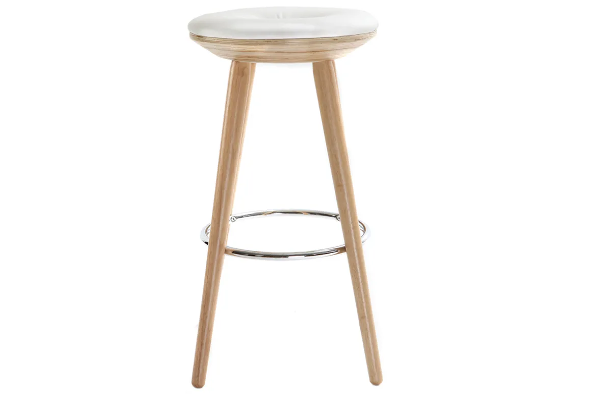 Miliboo Tabouret De Bar-Tabouret de bar scandinave blanc et bois clair 65 cm NORDECO