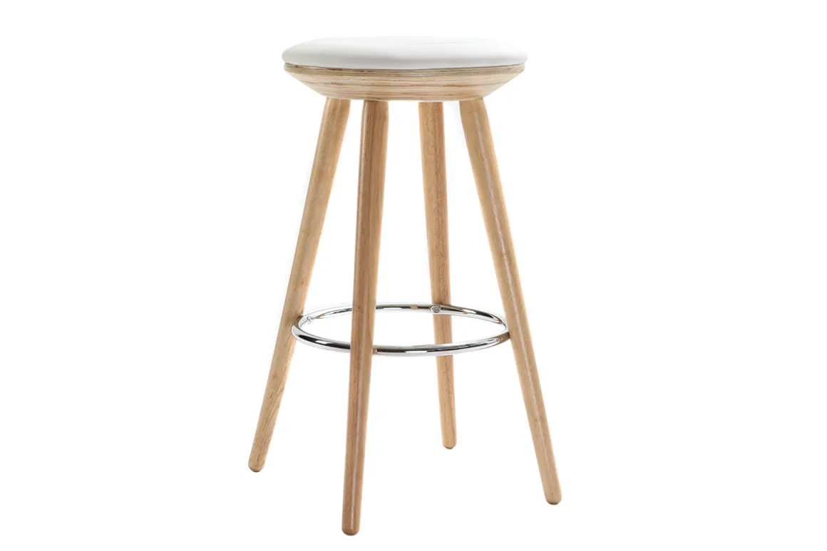 Miliboo Tabouret De Bar-Tabouret de bar scandinave blanc et bois clair 65 cm NORDECO