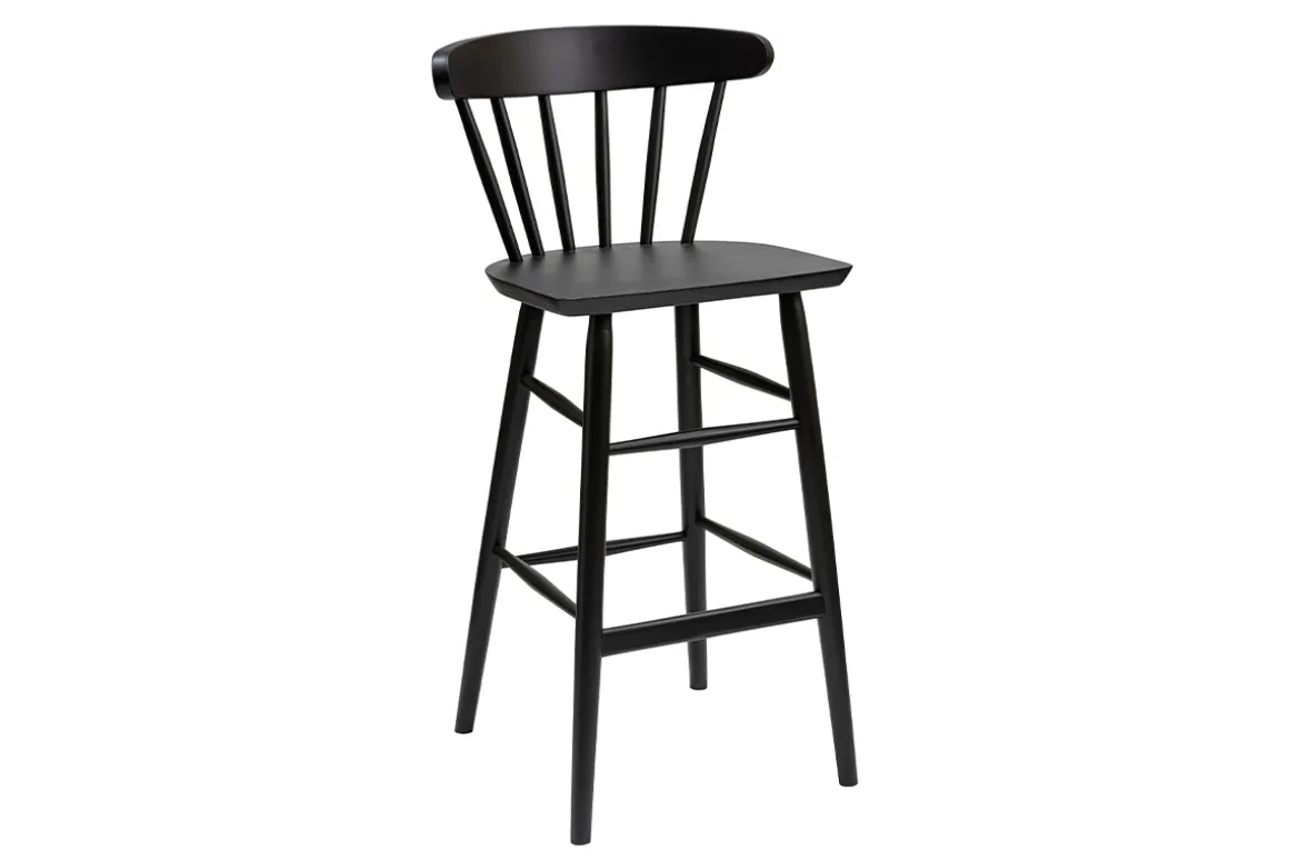 Miliboo Tabouret De Bar-Tabouret de bar vintage à barreaux noir mat H65 cm DARIA