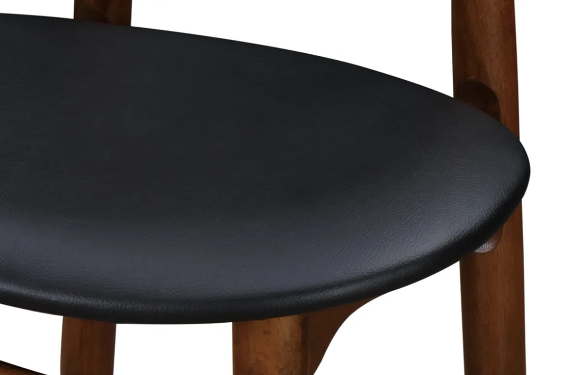 Miliboo Tabouret De Bar-Tabouret de bar vintage noyer et PU noir 65 cm (lot de 2) WALFORD