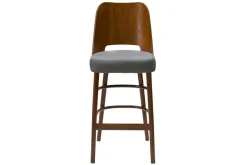 Miliboo Tabouret De Bar-Tabouret de bar vintage noyer et tissu gris foncé H65 cm EDITO