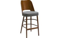 Miliboo Tabouret De Bar-Tabouret de bar vintage noyer et tissu gris foncé H65 cm EDITO