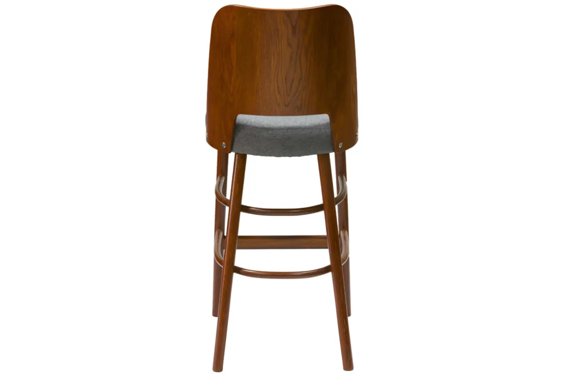 Miliboo Tabouret De Bar-Tabouret de bar vintage noyer et tissu gris foncé H65 cm EDITO