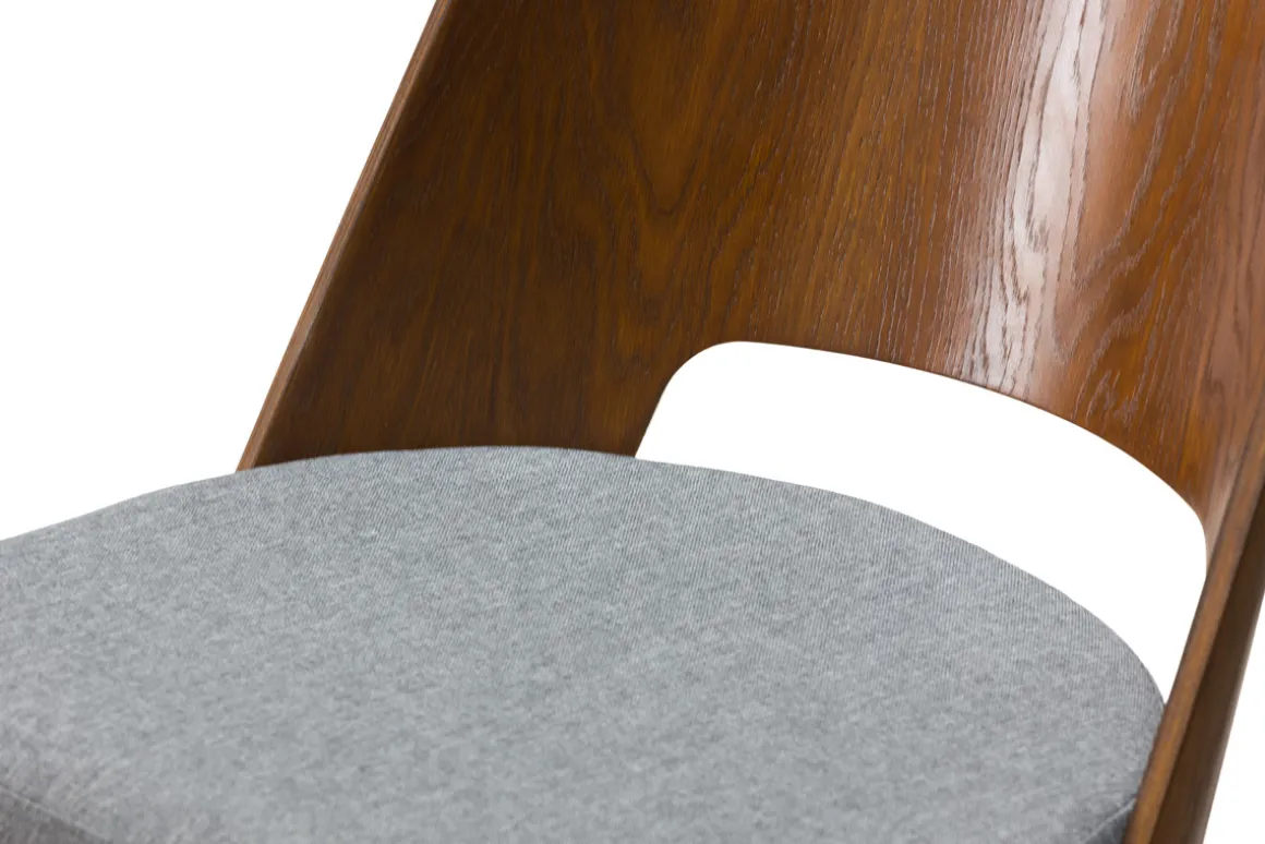 Miliboo Tabouret De Bar-Tabouret de bar vintage noyer et tissu gris foncé H65 cm EDITO