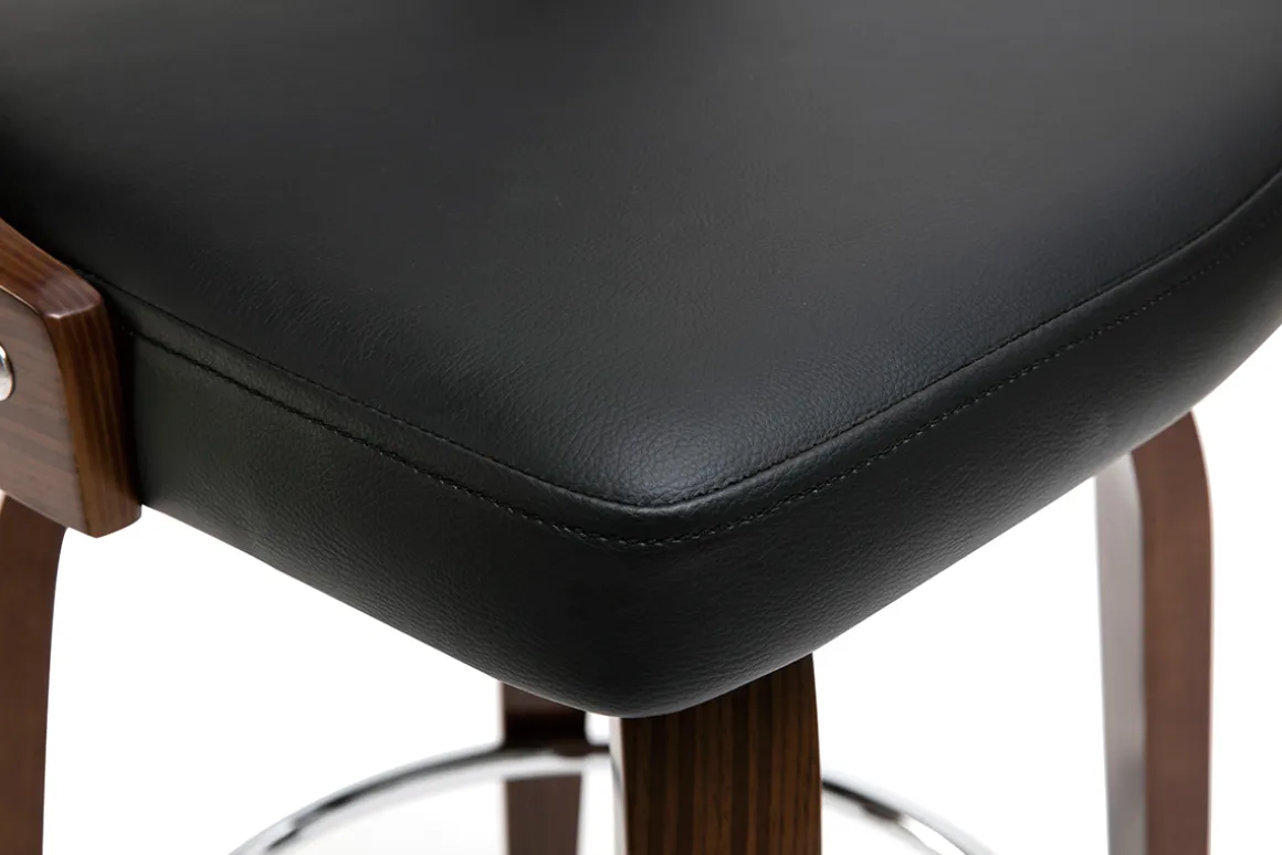 Miliboo Tabouret De Bar-Tabouret de bar vintage pivotant noir et bois foncé GARBO