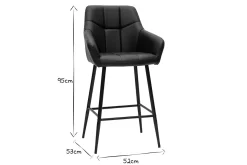 Miliboo Tabouret De Bar-Tabourets de bar avec sièges matelassés noirs et métal noir H65 cm (lot de 2) MONTERO