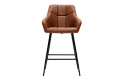 Miliboo Tabouret De Bar-Tabourets de bar avec sièges matelassés marron et métal noir H65 cm (lot de 2) MONTERO