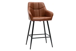 Miliboo Tabouret De Bar-Tabourets de bar avec sièges matelassés marron et métal noir H65 cm (lot de 2) MONTERO
